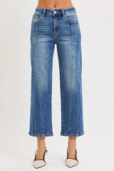 High Rise Crop Straight Jeans Risen