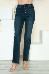 Button Fly Hem Destroy Straight Jeans Judy Blue   