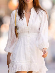Full Size Ruffled Hem Tie Waist Long Sleeve Dress Plus Size Simmer & Fay