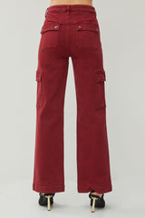 High Rise Wide Leg Cargo Jeans Risen   