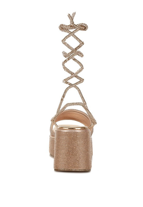 Swifties Rhinestone Embellished Lace-Up Sandals Rag Company   