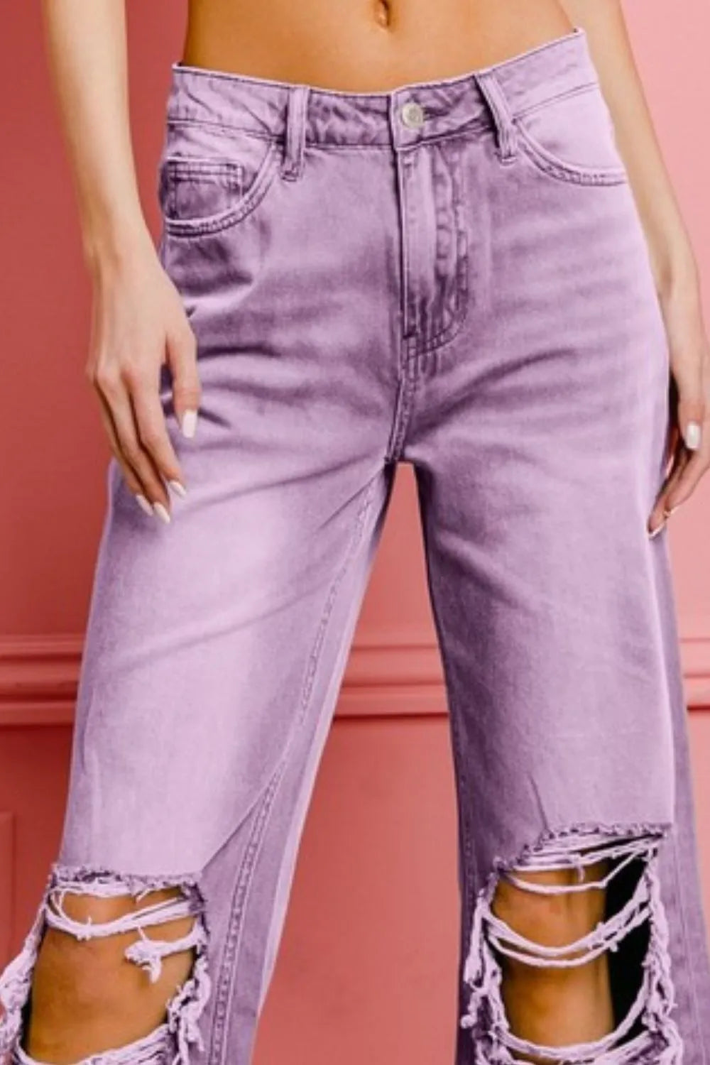 Distressed Vintage Washed Wide Leg Pants BiBi