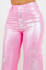 Pink Metallic Wide Leg Jean GJG Denim   