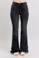High Waist Flare W/ Mock Fray Tulip Hem Plus Size Judy Blue