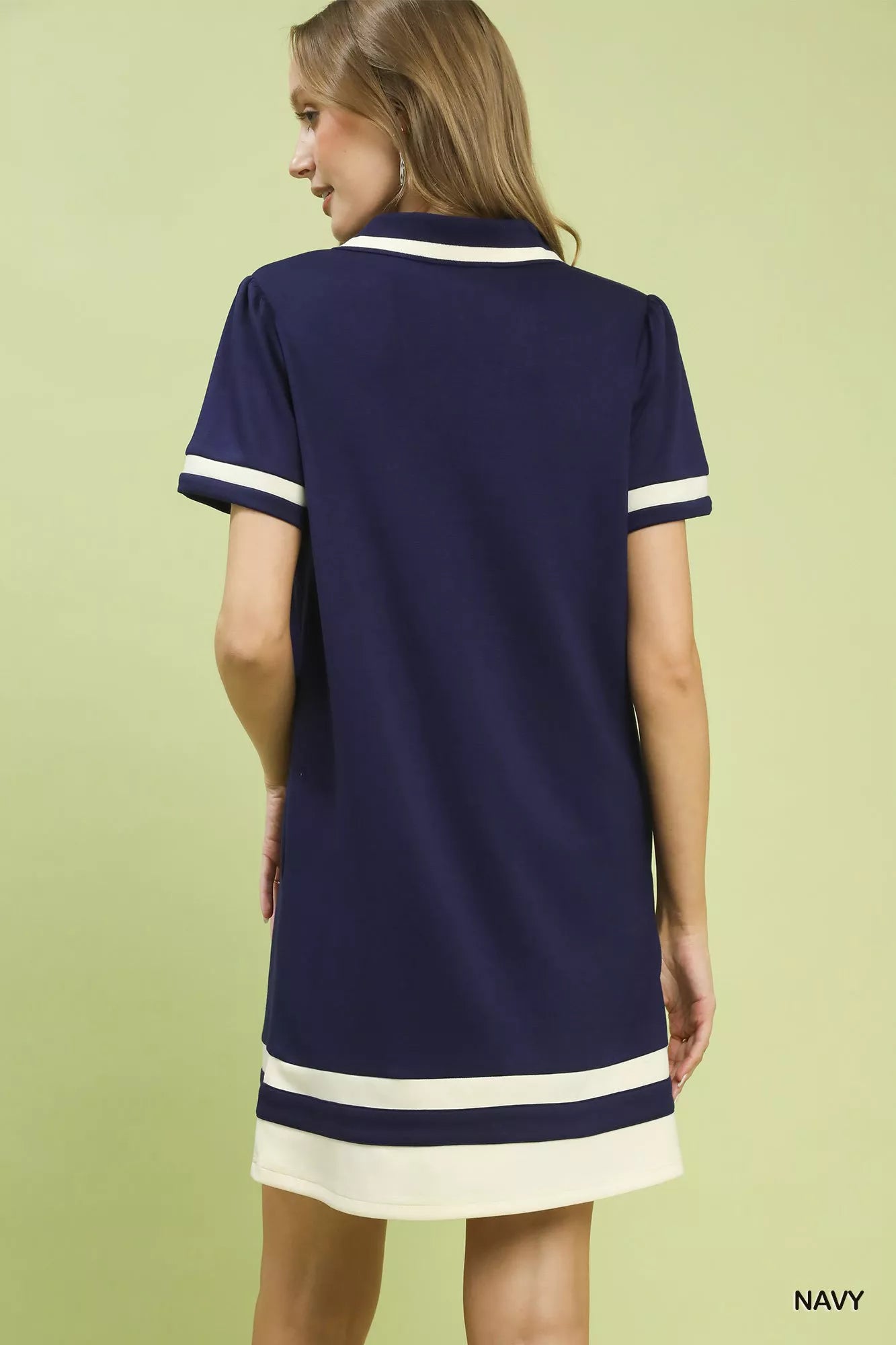 Striped Contrast Short Sleeve Shift Dress Umgee