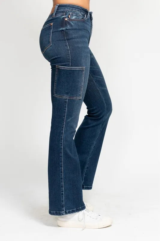 High Waist Cargo Bootcut Jeans Judy Blue