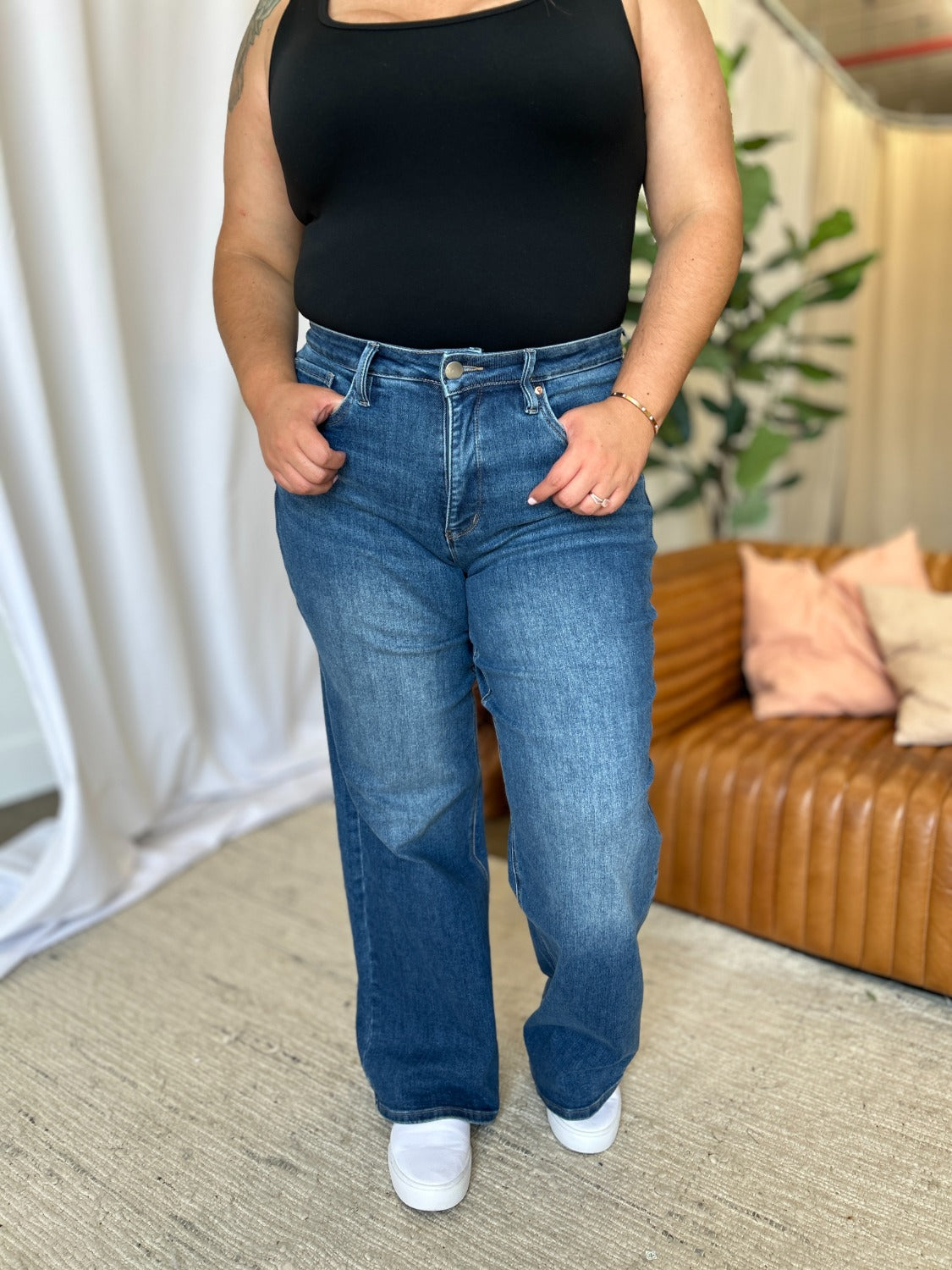 High Rise Tummy Control Wide Leg Jeans RFM   