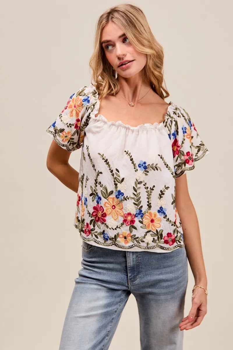 Floral Embroidered Two Way Off The Shoulder Blouse So Me