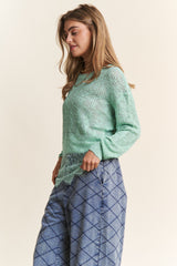 Lace Detail Long Sleeve Knit Top J.NNA   