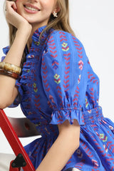 Printed Half Sleeve Peplum Blouse Umgee