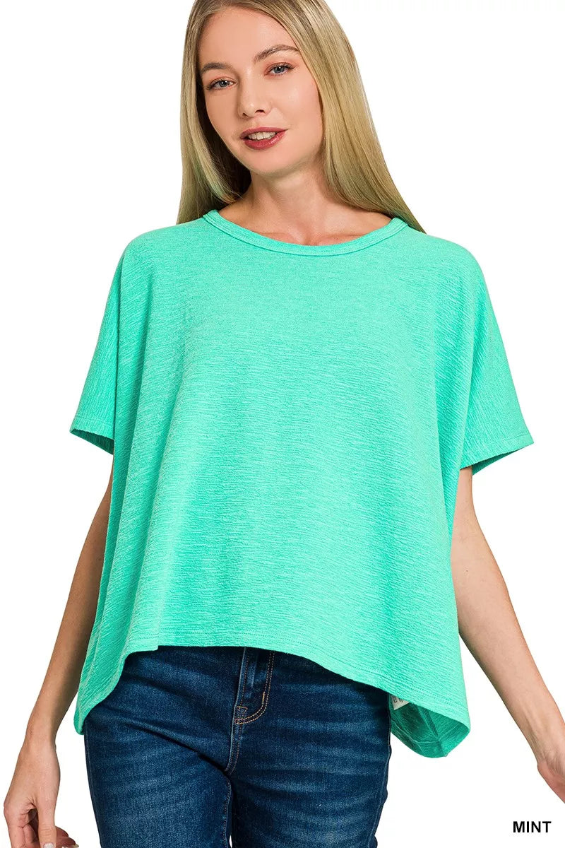 Cotton Slub Oversized Tee ZENANA MINT S/M