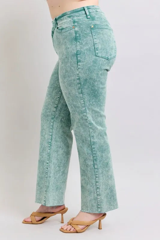 High Waist Garment Dyed Raw Hem Dad Jean Judy Blue