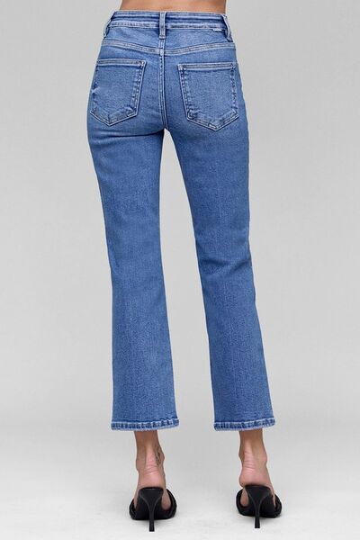 Tummy Control High Rise Crop Straight Jeans Risen