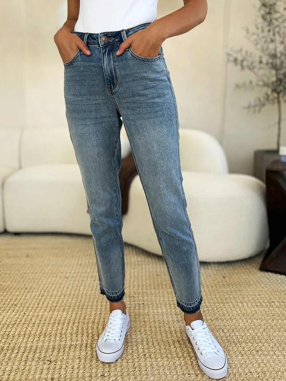 Mid Rise Rigid Magic Release Hem Jeans Judy Blue