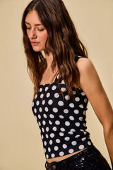 Polka Dot Knit Crop Seamless Casual Tank So Me