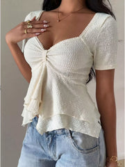 Sweetheart Neck Layered Ruffle Top Simmer & Fay