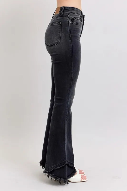 High Waist Flare W/ Mock Fray Tulip Hem Plus Size Judy Blue