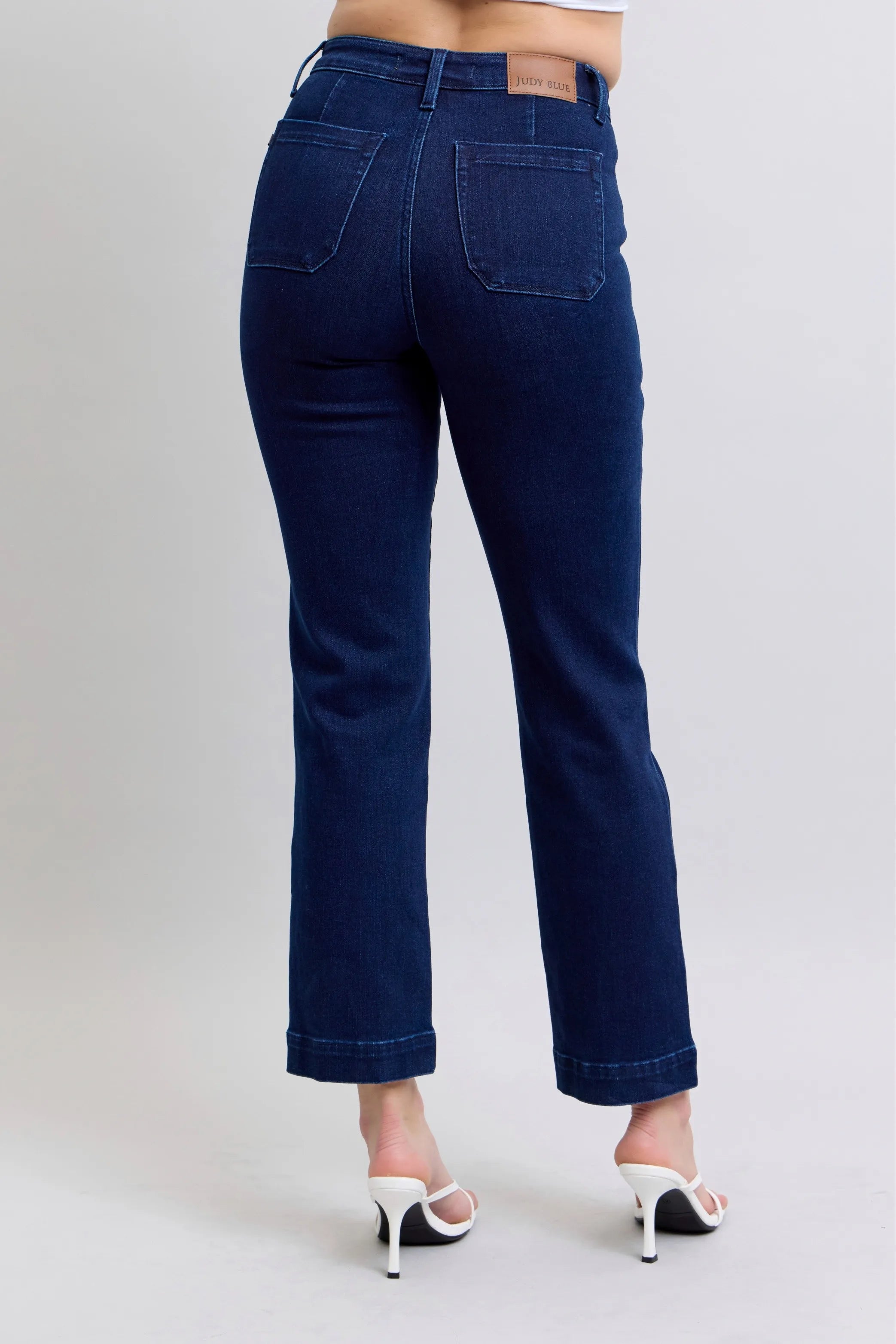 High Waist Work Wear Knee Patch Straight Jeans With Plus Size Judy Blue