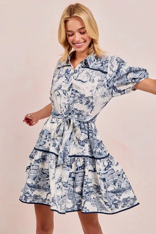 Woven Printed Tiered Dress BiBi