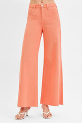 Tummy Control High Rise Wide Leg Palazzo Jeans With Plus Size Risen CORAL PEACH 0