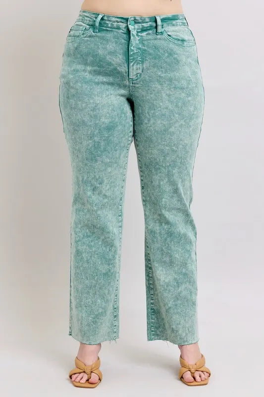 High Waist Garment Dyed Raw Hem Dad Jean Judy Blue