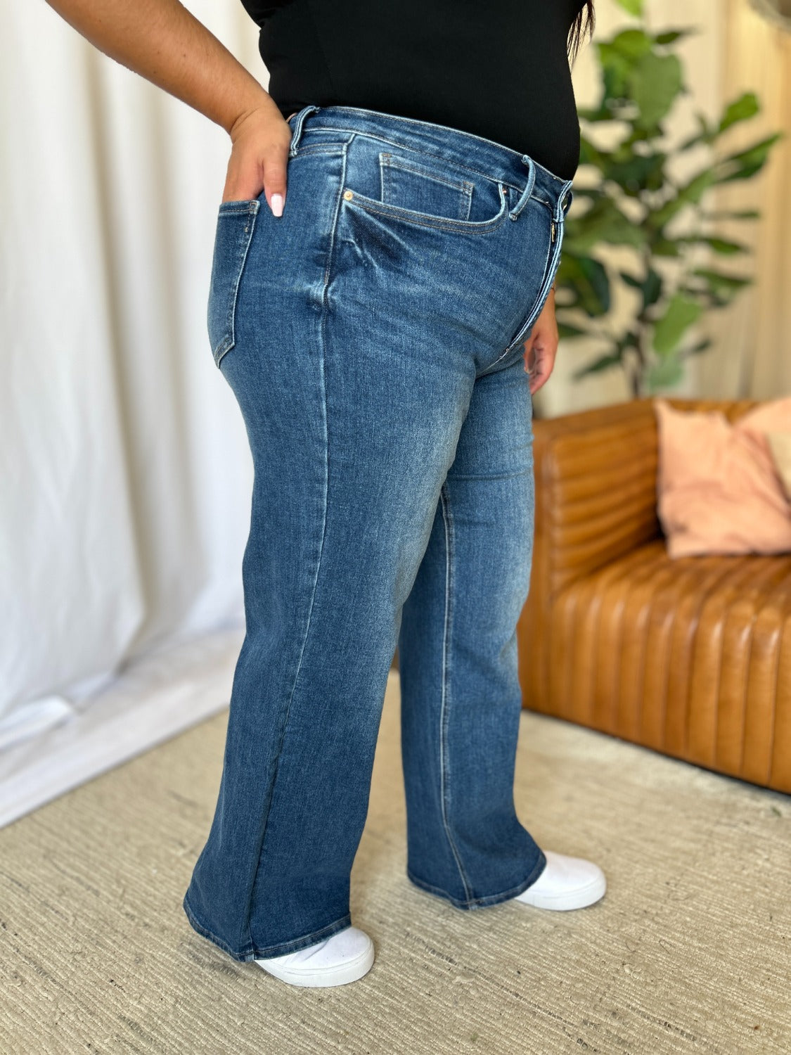 High Rise Tummy Control Wide Leg Jeans RFM   