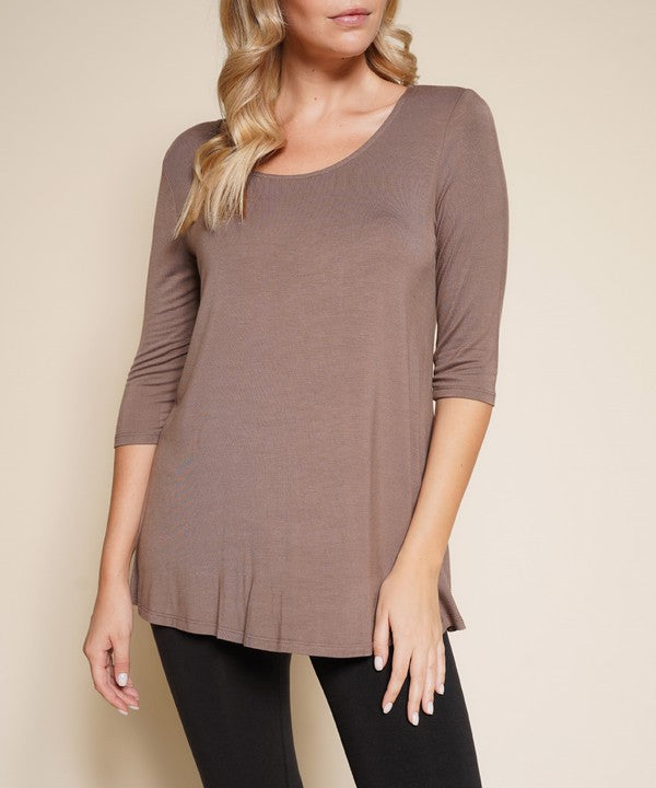 Bamboo Elbow Flared Tunic Top Fabina   