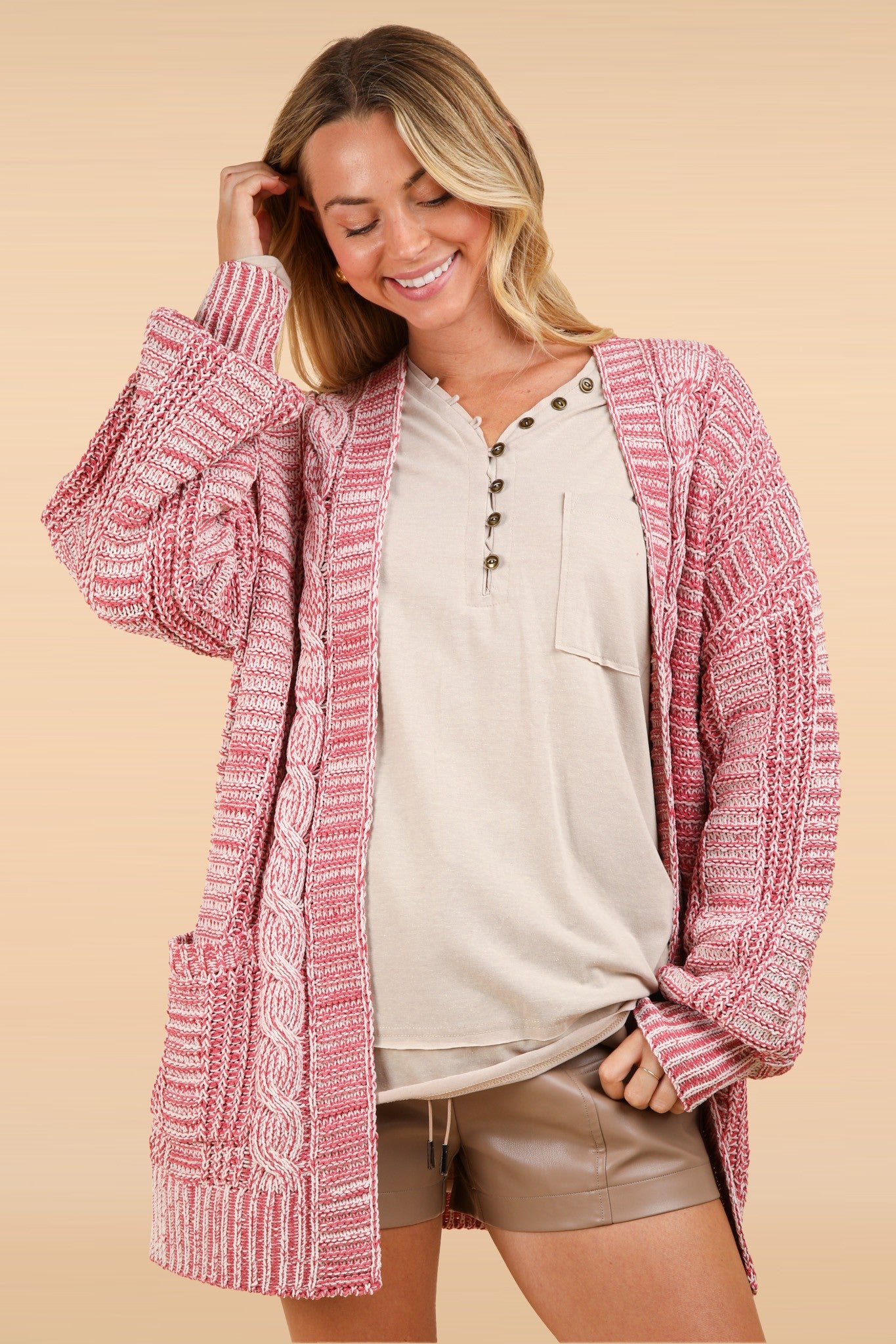 Cable Knit Open Front Cardigan Very J   