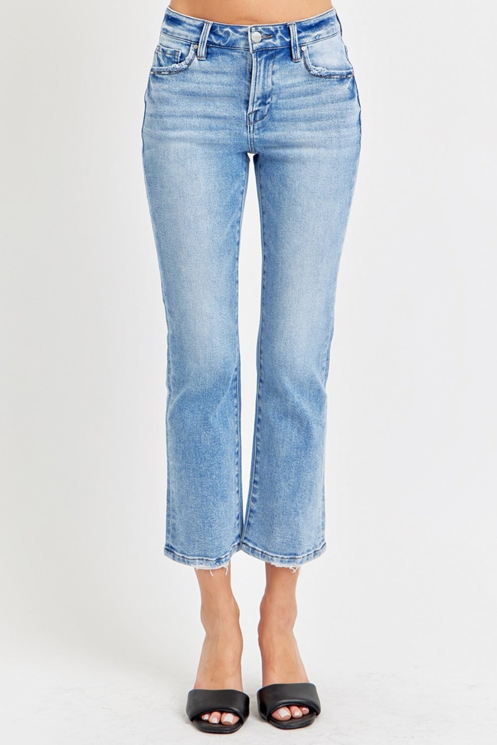 Low Rise Crop Slim Straight Jeans Risen   