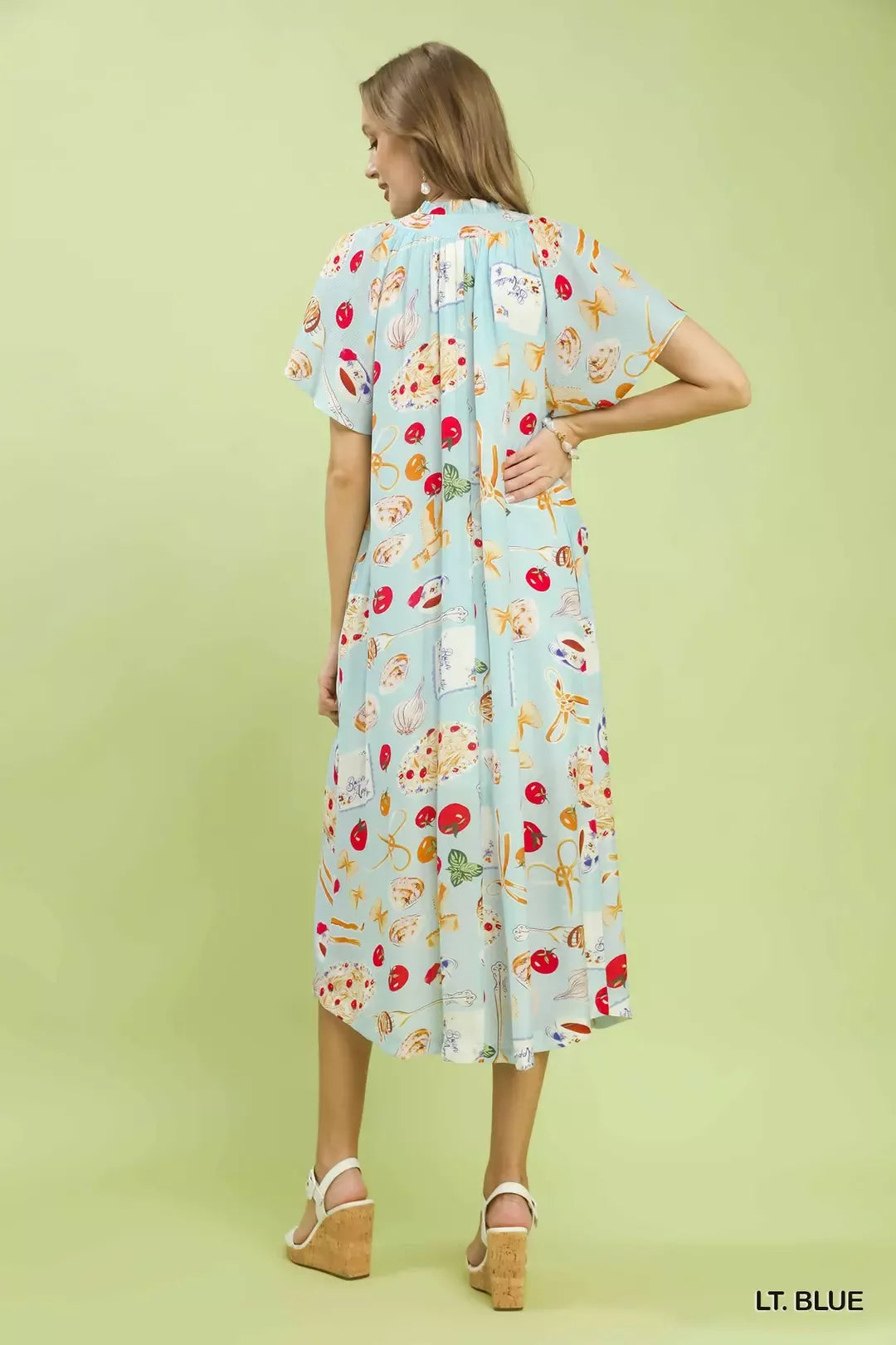 Abstract Print Flutter Sleeve Midi Dress Umgee