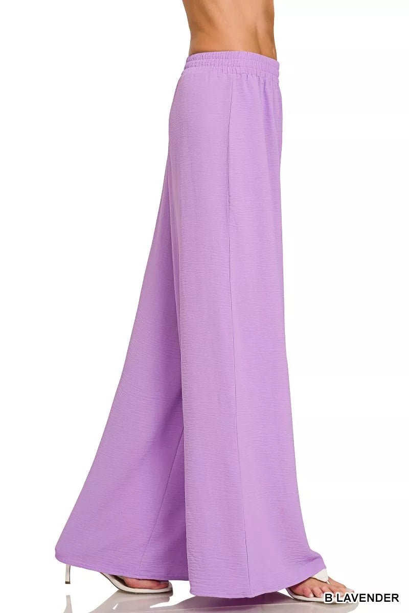 Woven Airflow Twisted Top & Wide Leg Pants Set ZENANA