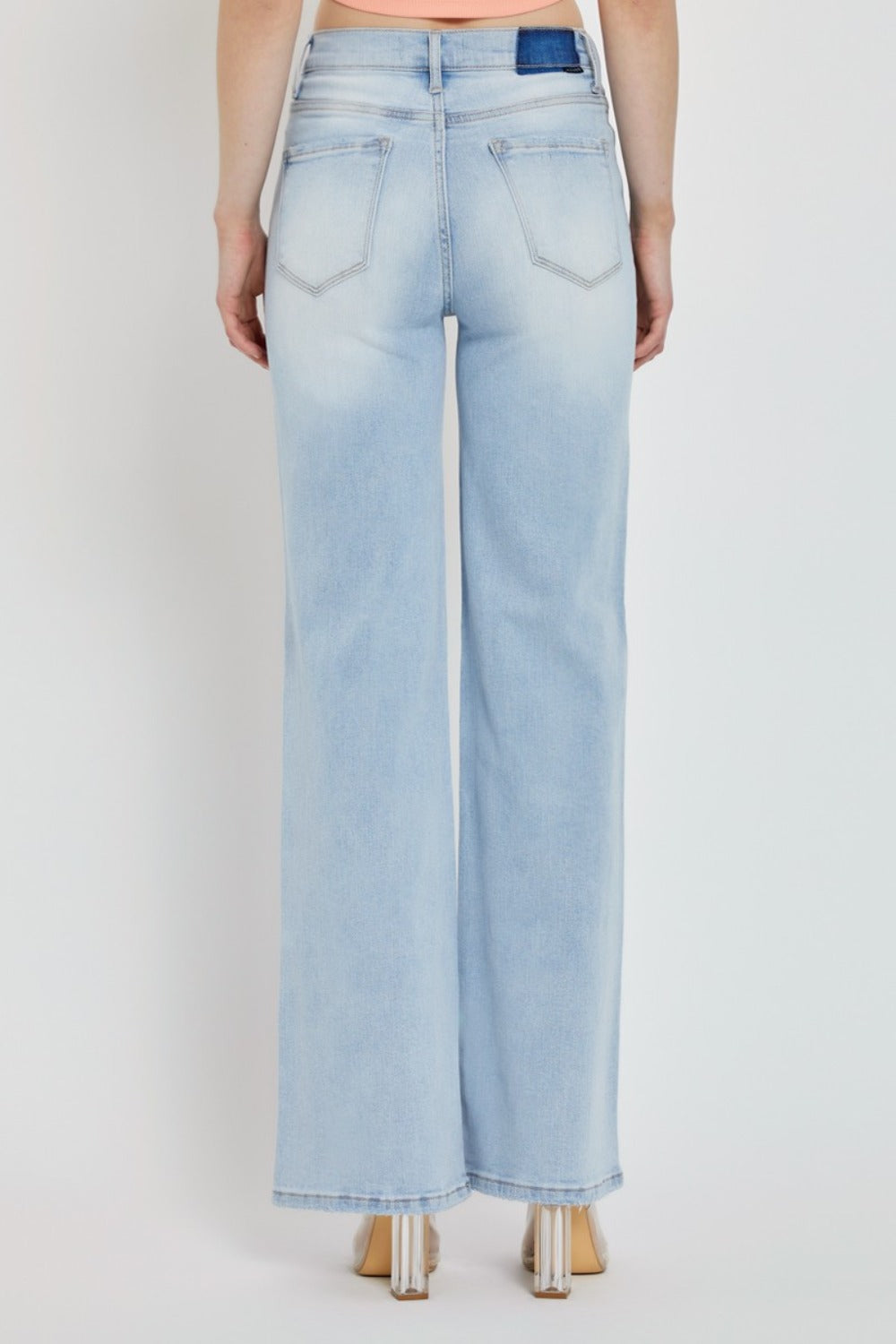 Wide Leg V Dipped Front Waist Jeans Risen   