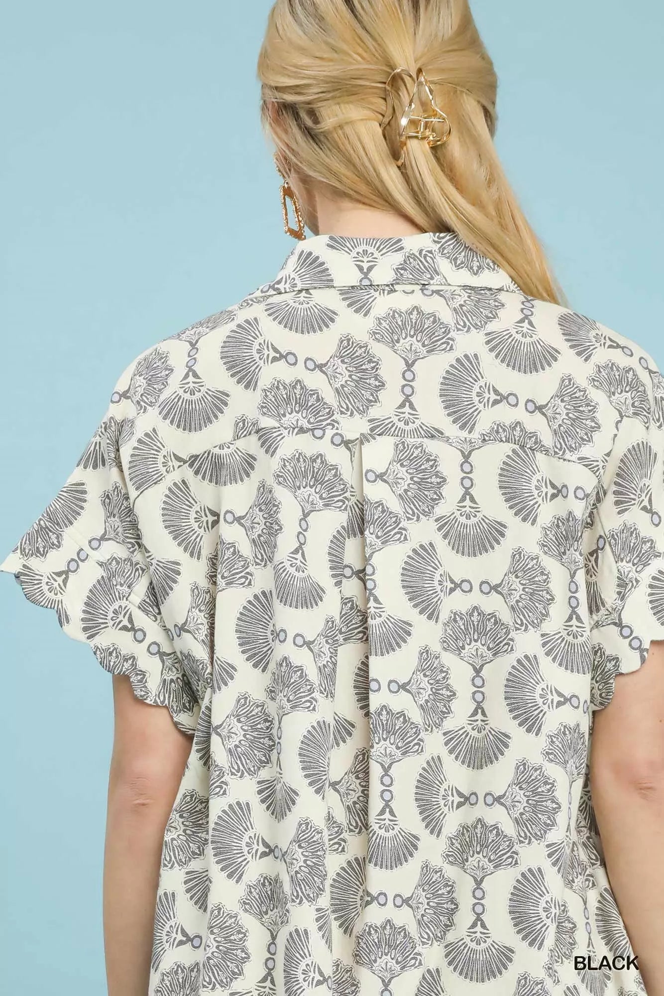 Printed Button Front Shirt Dress Umgee