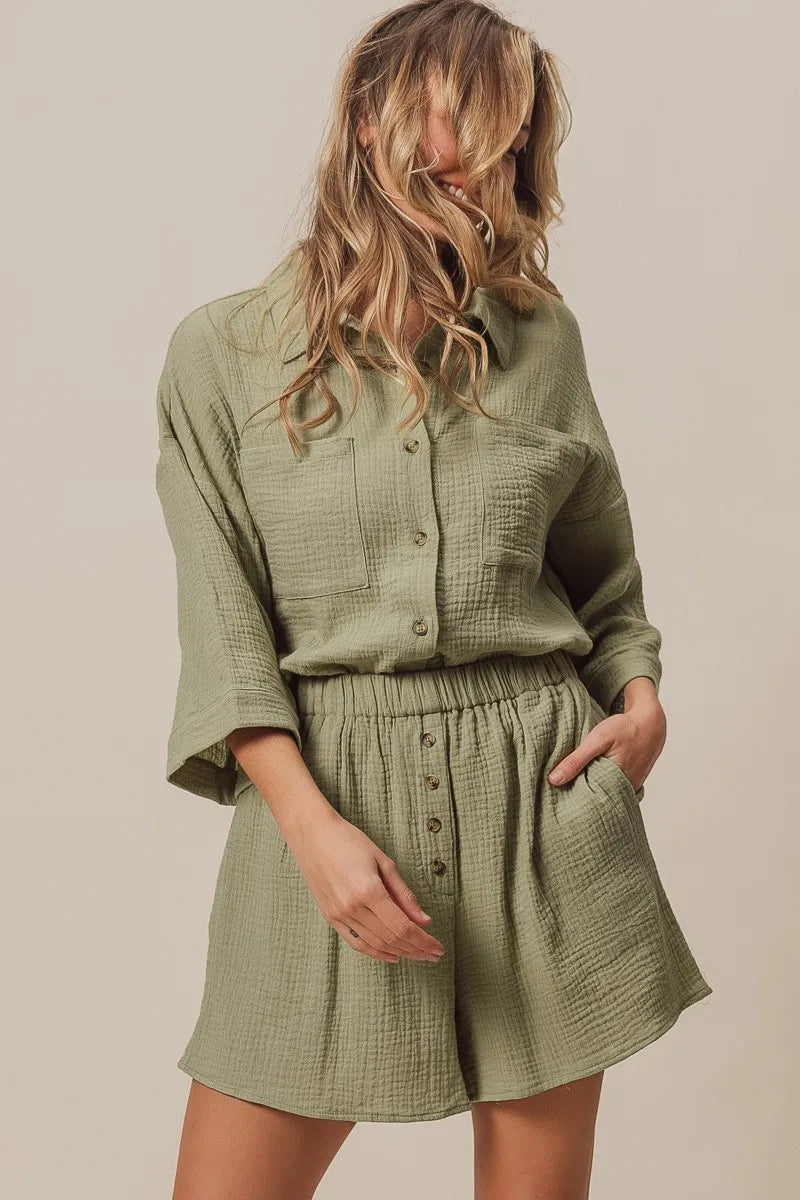 Crinkle Gauze Shirt and Short Set BiBi