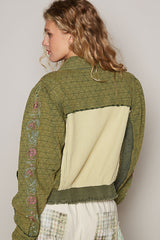 Embroidered Sleeve Raw Edge Quilted Jacket POL   