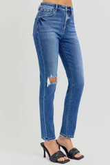 High Rise Ankle Skinny Knee Distressed Jeans Risen   