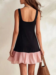 Ruffle Hem Square Neck Mini Dress Simmer & Fay