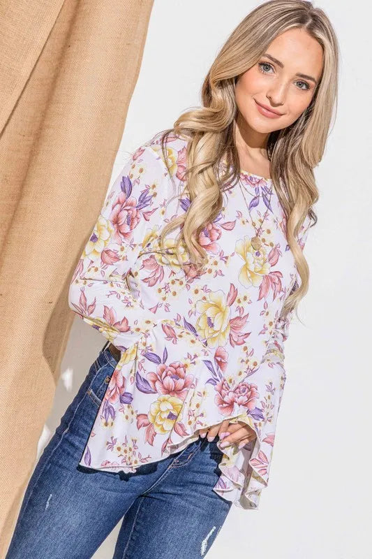 Floral Printed Bell Sleeve Casual Top And the Why