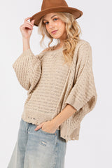 Distressed Asymmetrical Open Stitch Sweater Sage + Fig   