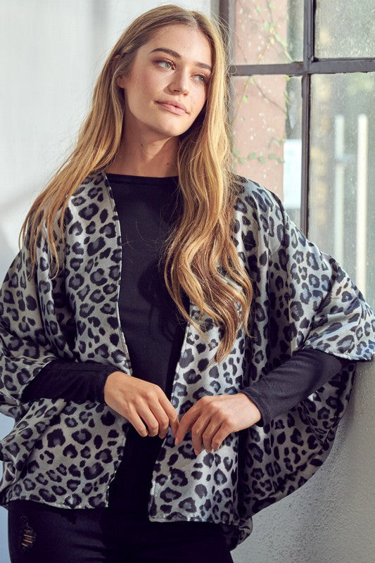 Cheetah Print Dropped Kimono Cardigan - Plus e Luna   