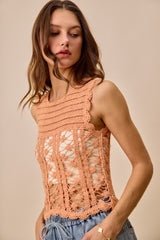 Crochet Knitted Lace Sweater Tank Top So Me