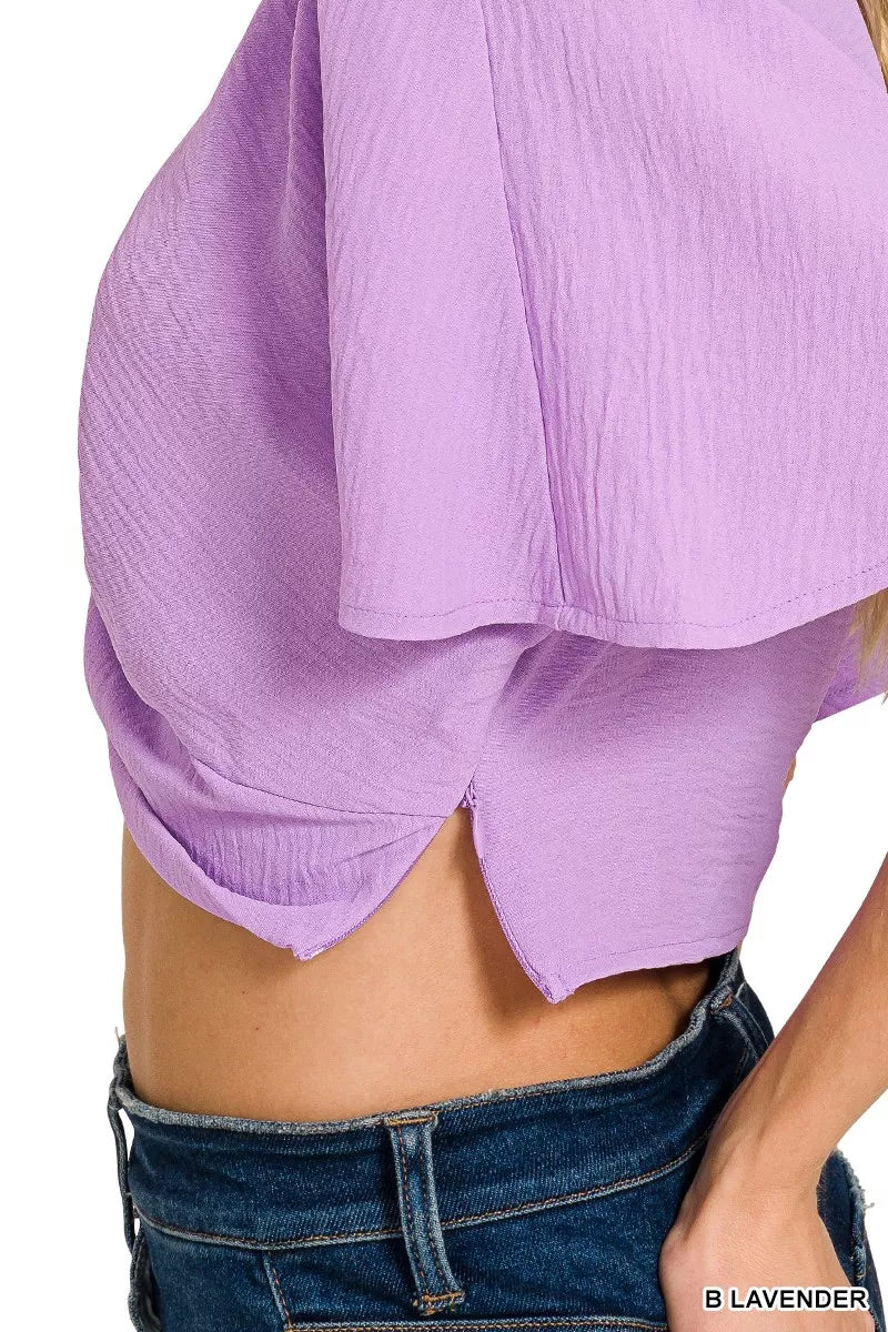 Woven Airflow Twisted Top & Wide Leg Pants Set ZENANA