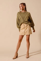 Scallop Buttoned Front Corduroy Mini Skirt So Me