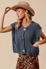 Big Metal Button Front Sweater Vest So Me