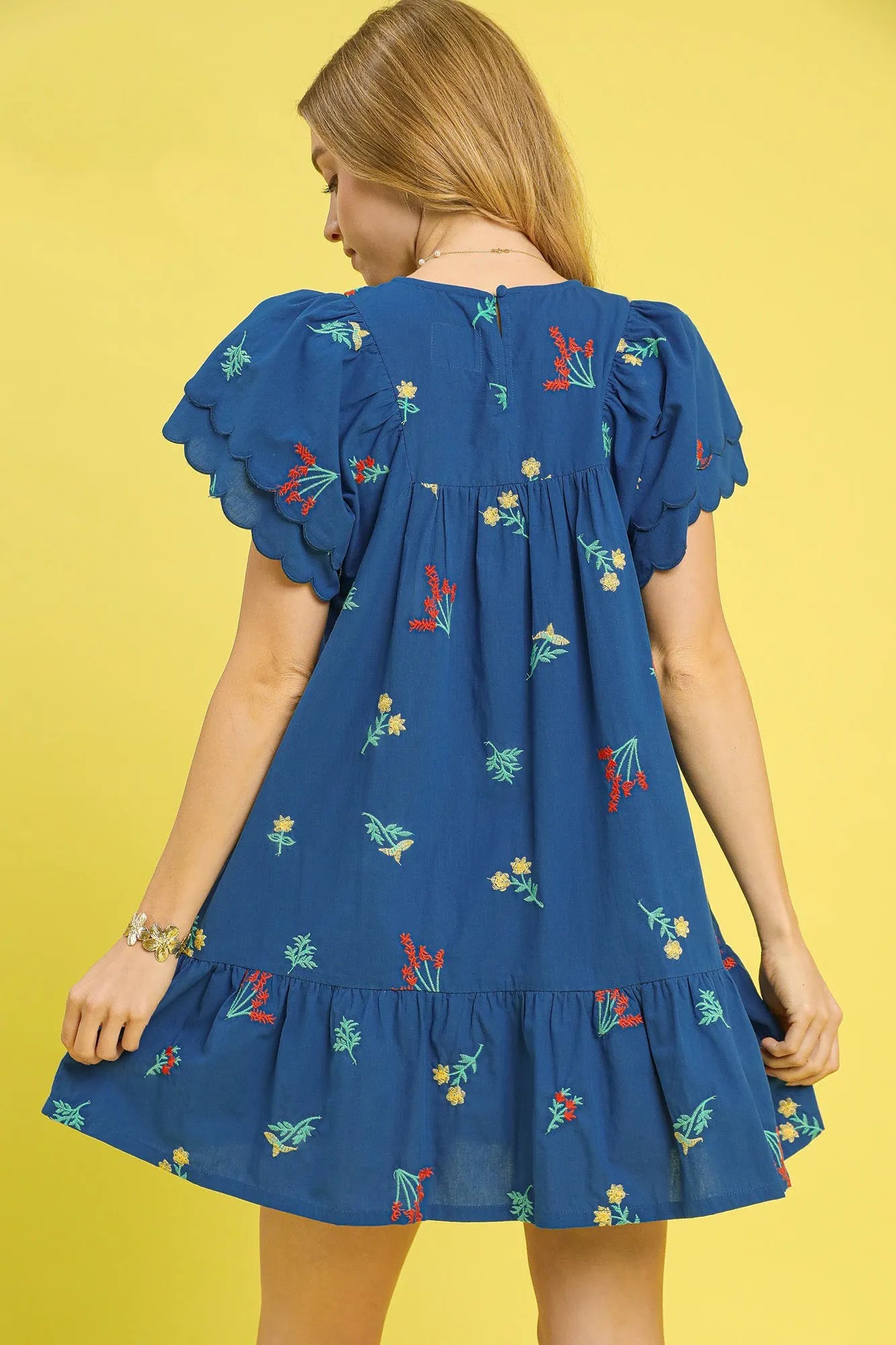 Floral Embroidered Short Sleeve Mini Dress Umgee