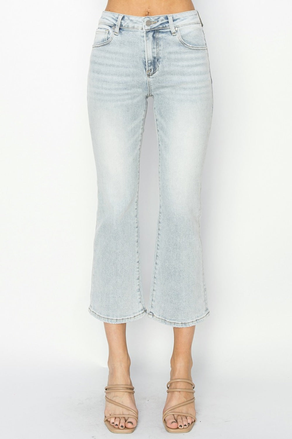 Mid Rise Cropped Flare Jeans Risen   