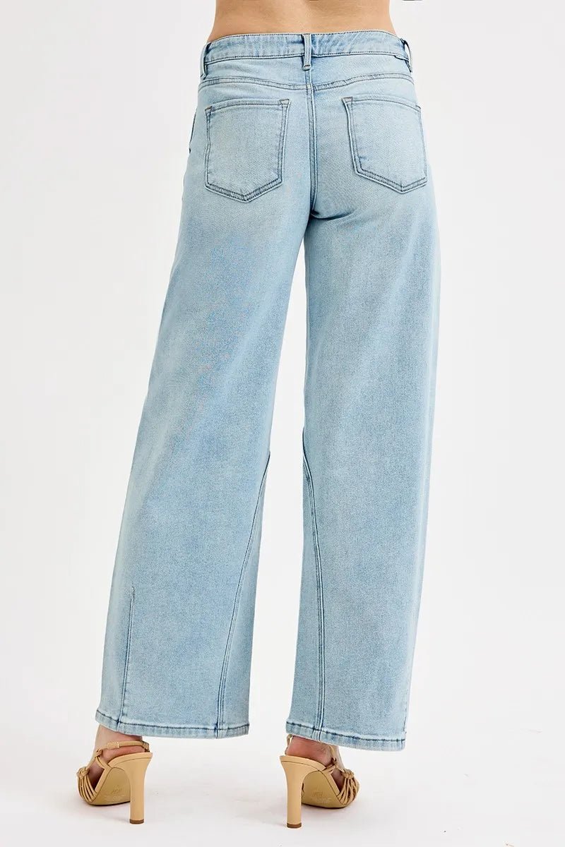 Mid Rise Fit Barrel Jeans With Plus Size Risen