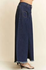 Patch Pocket Wide Leg Culotte Jeans Davi & Dani