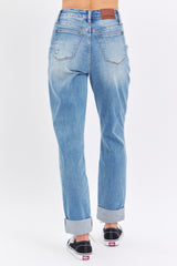 Distressed Straight Jeans with Patch Pockets Judy Blue   