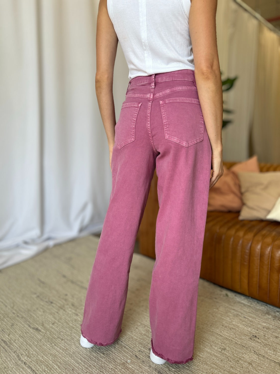 High Rise Garment Dye Wide Leg Jeans RFM   